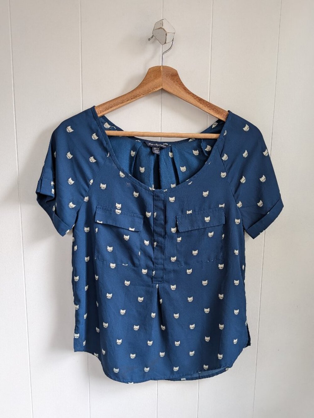 AEO Cat Print Blouse Top